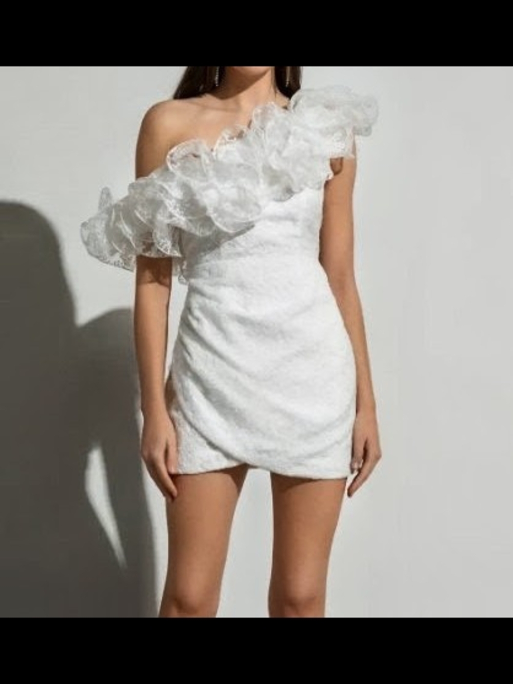 Hausen One Shoulder White Mini Dress Size M
